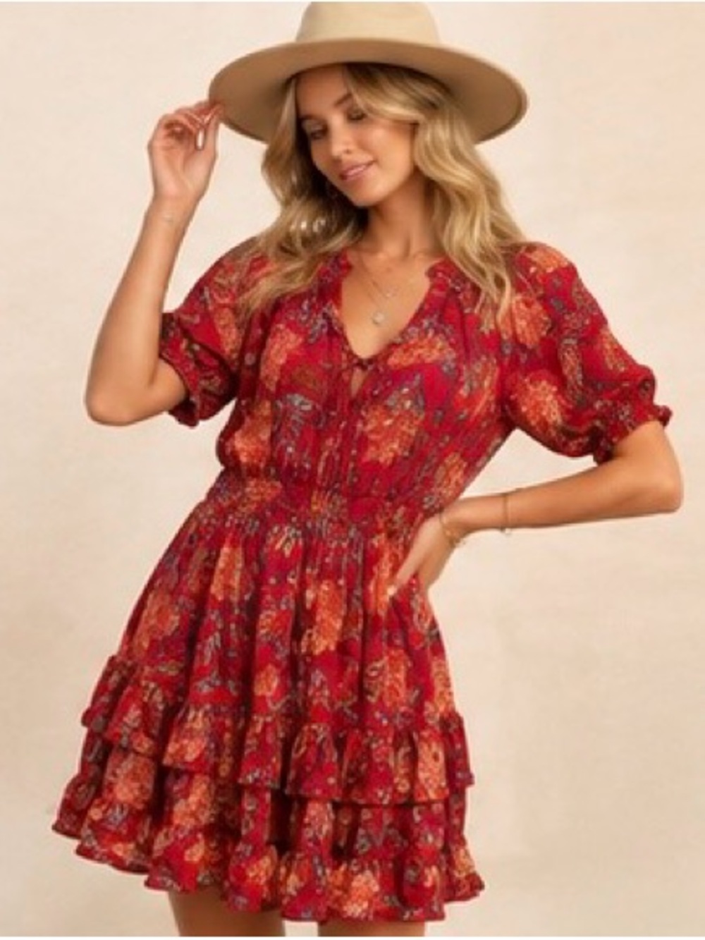 Band of the Free Floral Boho Mini Dress NWT Size Small Puff Sleeve
